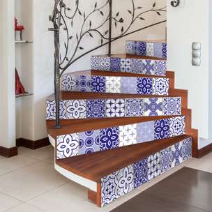 Stickers adhésifs escalier carrelages | Sticker Autocollant contremarche Carreaux de ciment carrelages adhésif - MYKONOS