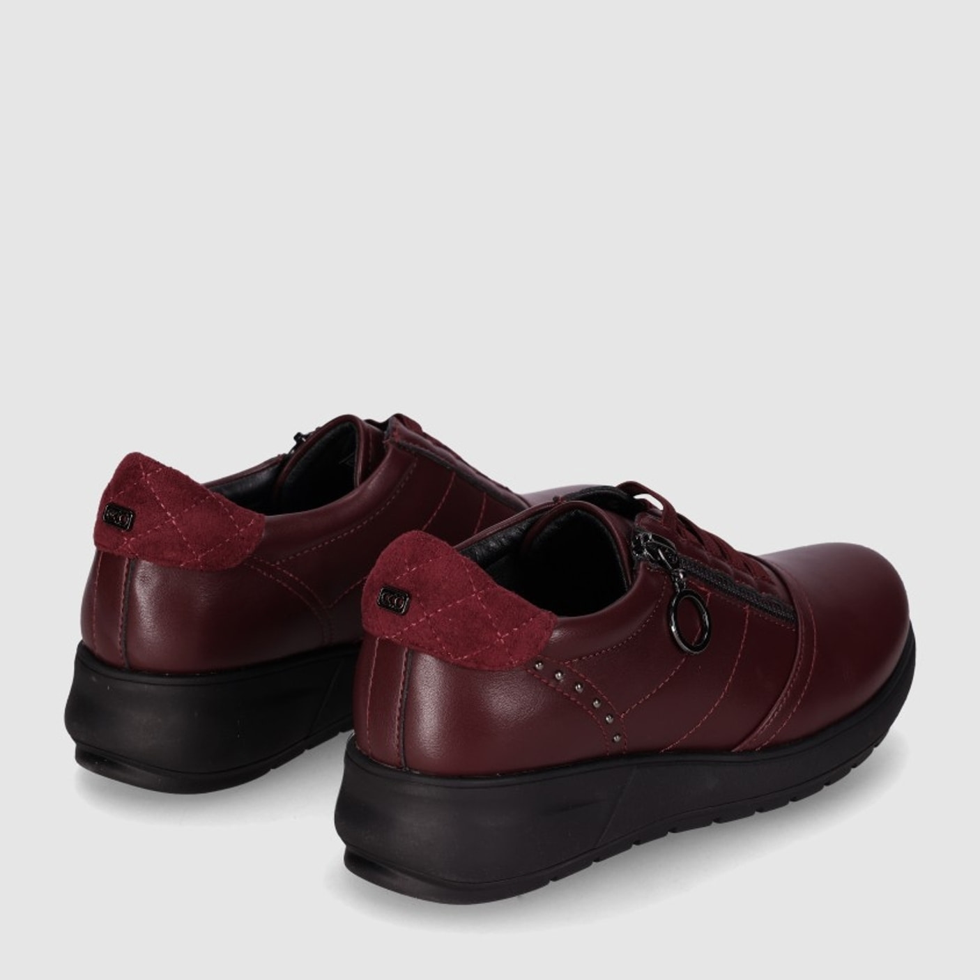 Zapatos de Piel Sintética - Vino - Tacón: 3 cm