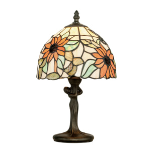 Lampada da tavolo DAFNE in metallo con vetro Tiffany 34 cm.