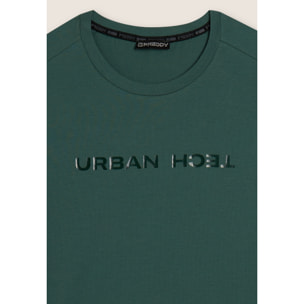 T-shirt regular con spalle raglan e doppia stampa lucida