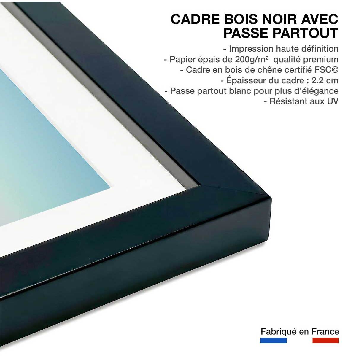 Affiche photo plage hossegor Affiche sous cadre noir
