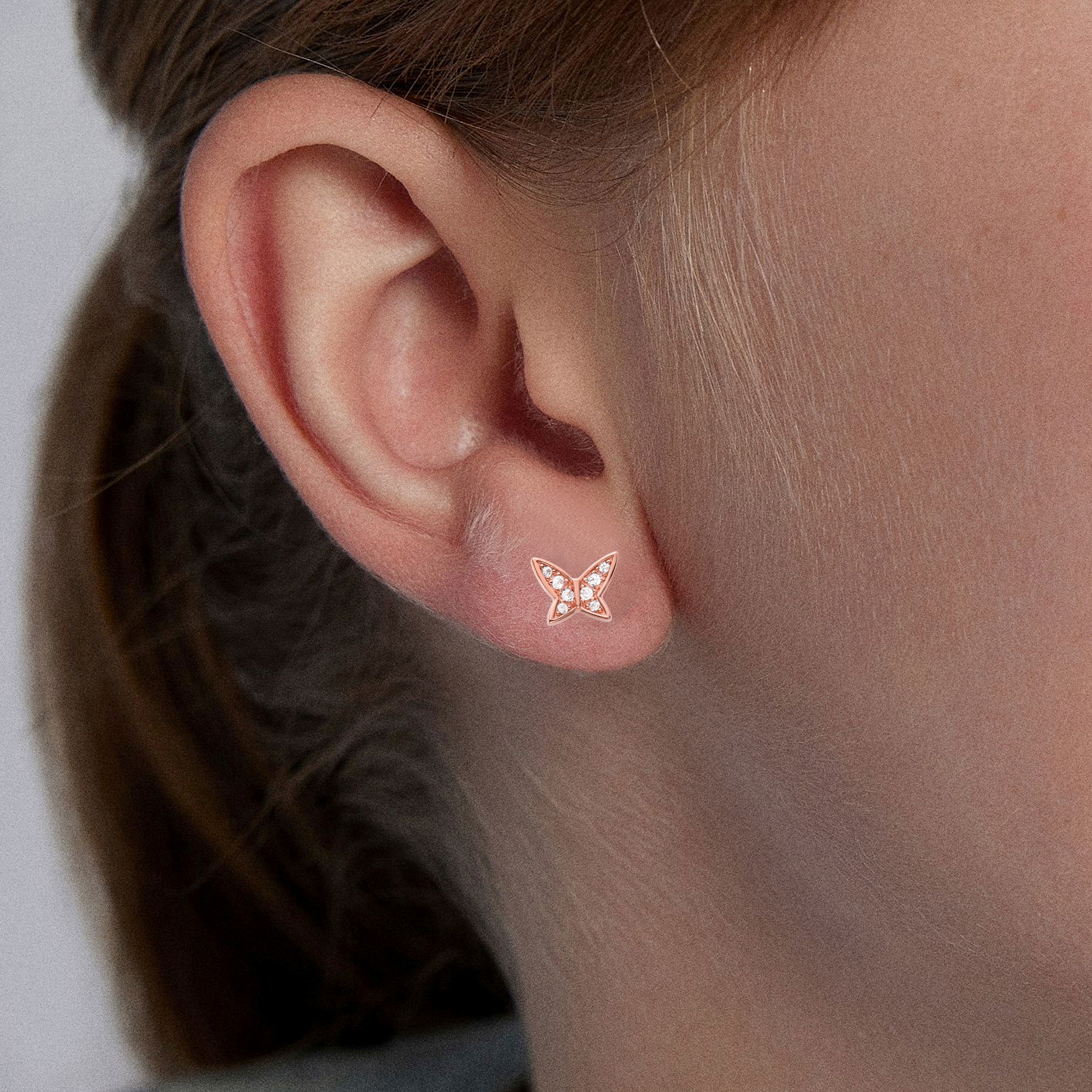 Pendientes Mariposa acabado oro rosa 18k