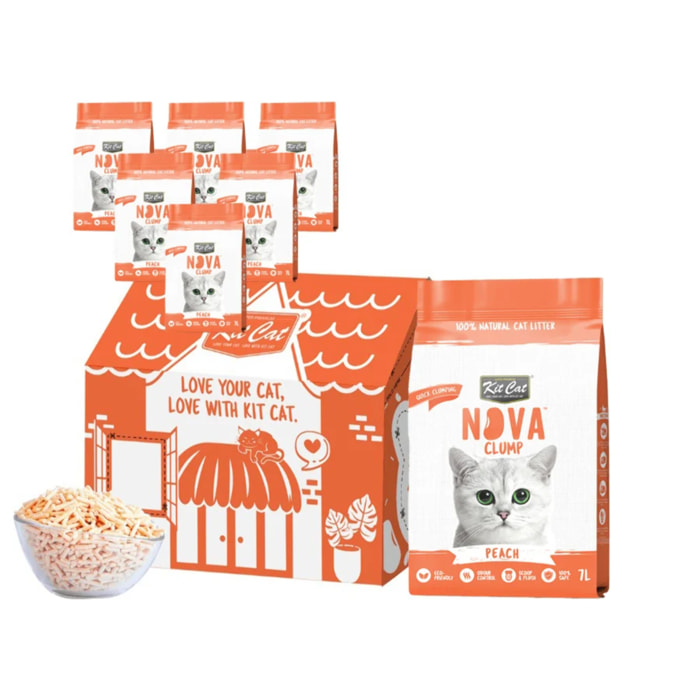 Pack 6 Kit Cat Arena Eco Nova - Peach 7 L Arena para gatos