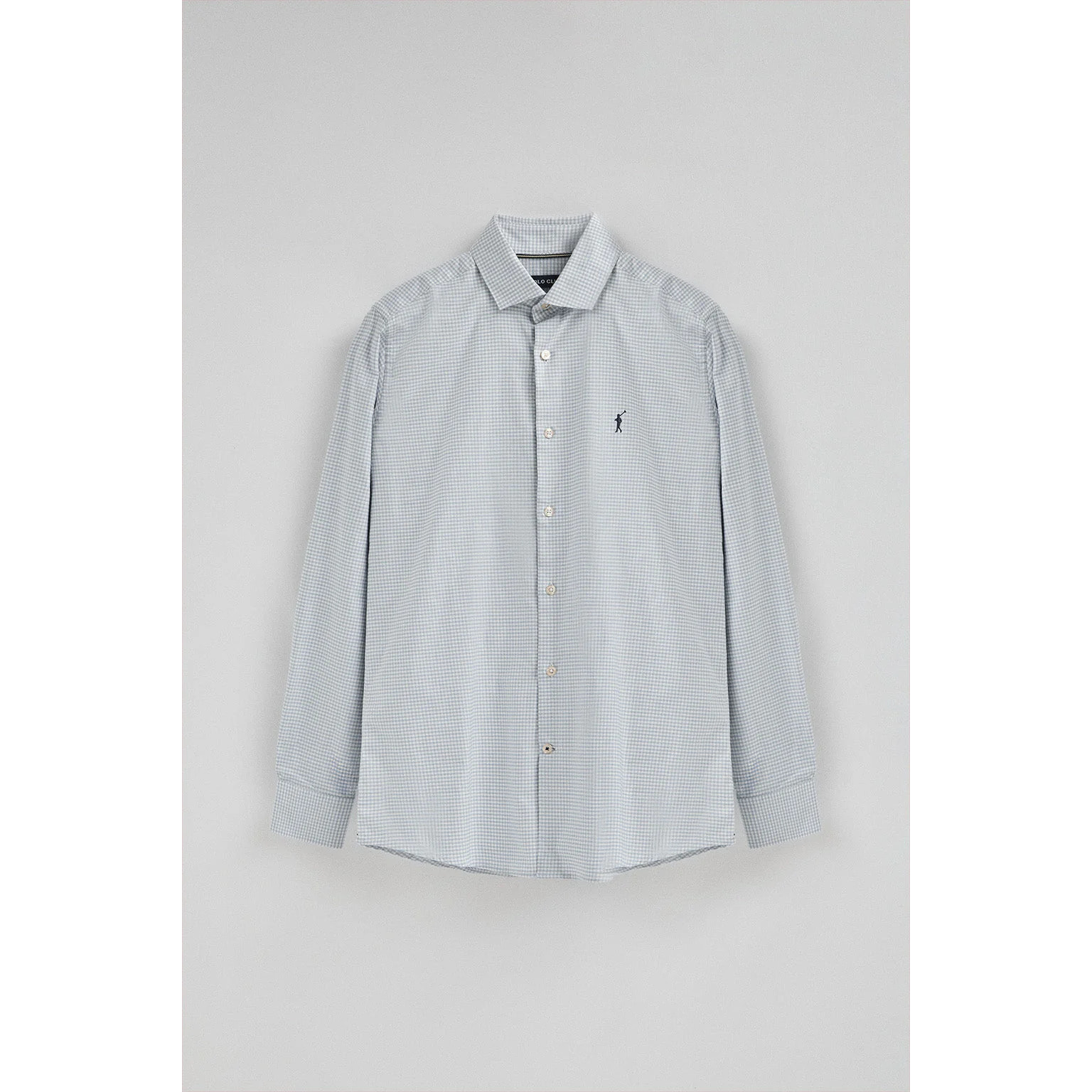 Camisa azul claro de corte slim y cuadros vichy con logo Rigby Go