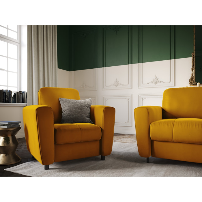 Fauteuil "Audra" en velours jaune