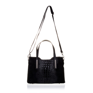Fiesole Borsa tote Donna.Pelle autentica Camoscio Inciso Coccodrillo
