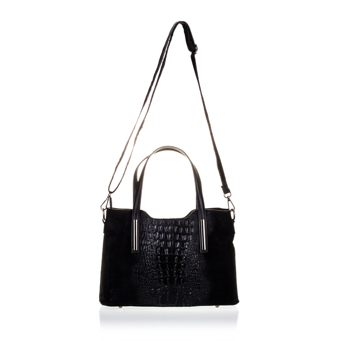 Fiesole Borsa tote Donna.Pelle autentica Camoscio Inciso Coccodrillo