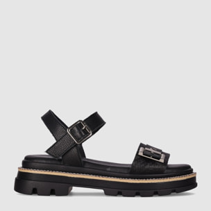 Sandalias de Piel - Negro - Tacón: 3 cm
