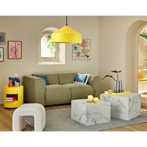 Suaro - Module d'assise d'angle gauche en tissu texturé - Vert sauge