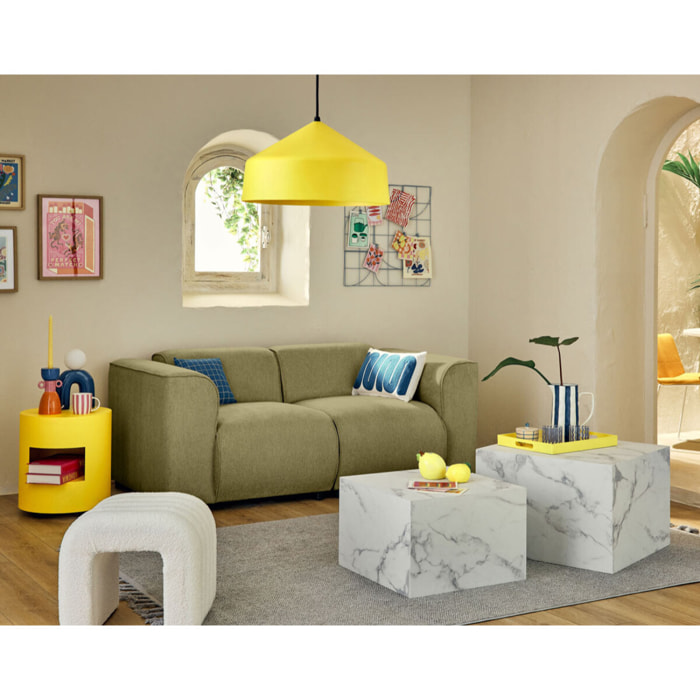 Suaro - Module d'assise d'angle gauche en tissu texturé - Vert sauge