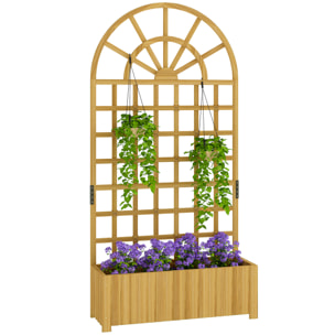 Jardinera con Enrejado de Madera, Jardinera Exterior Grande para Plantas Trepadoras, con Ofricios de Drenaje, Macetero Elevado para Jardín, Patio, Terraza, 90x30x180 cm, Natural