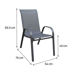 Fauteuil jardin textilène "Cordoba" - Phoenix - Lot de 2 - Anthracite