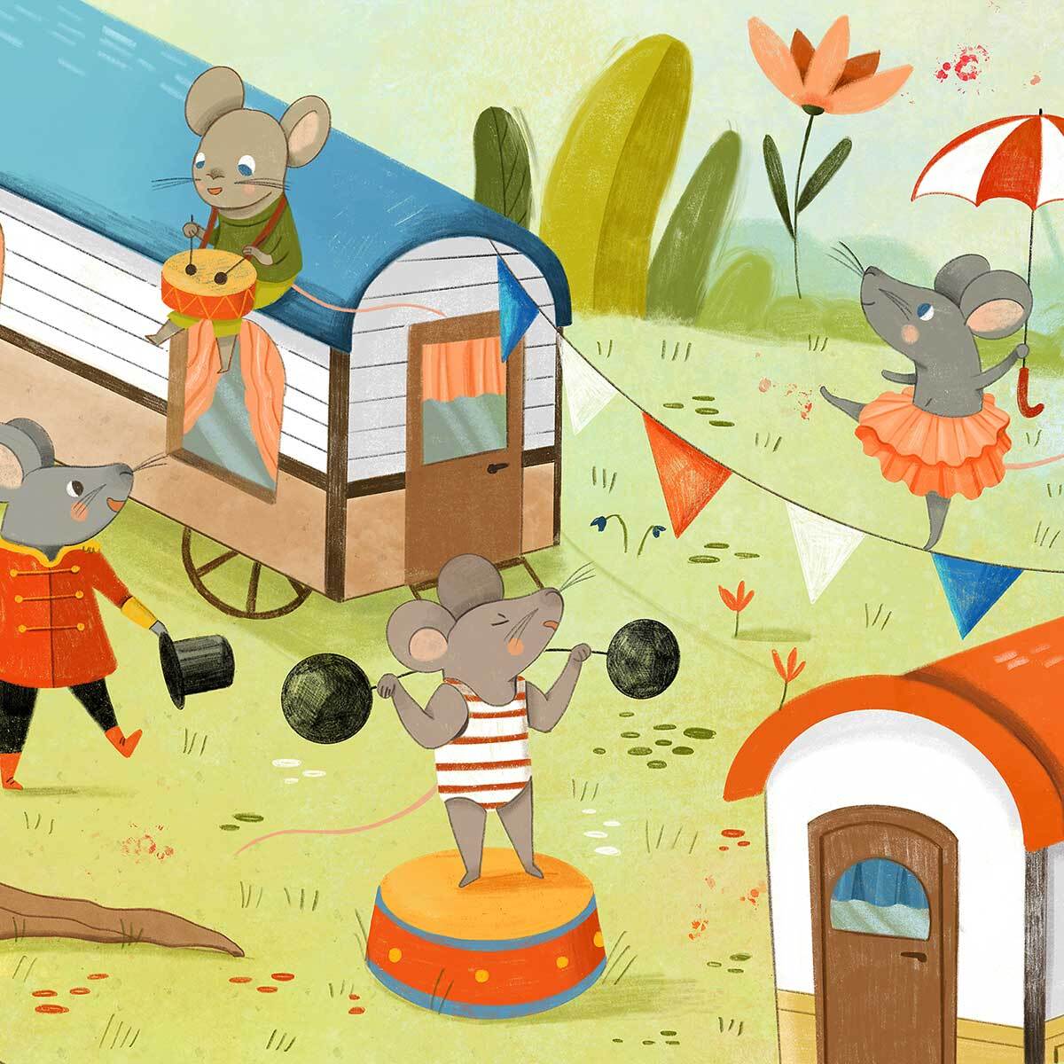 Affiche enfant roulottes de cirque  Affiche seule