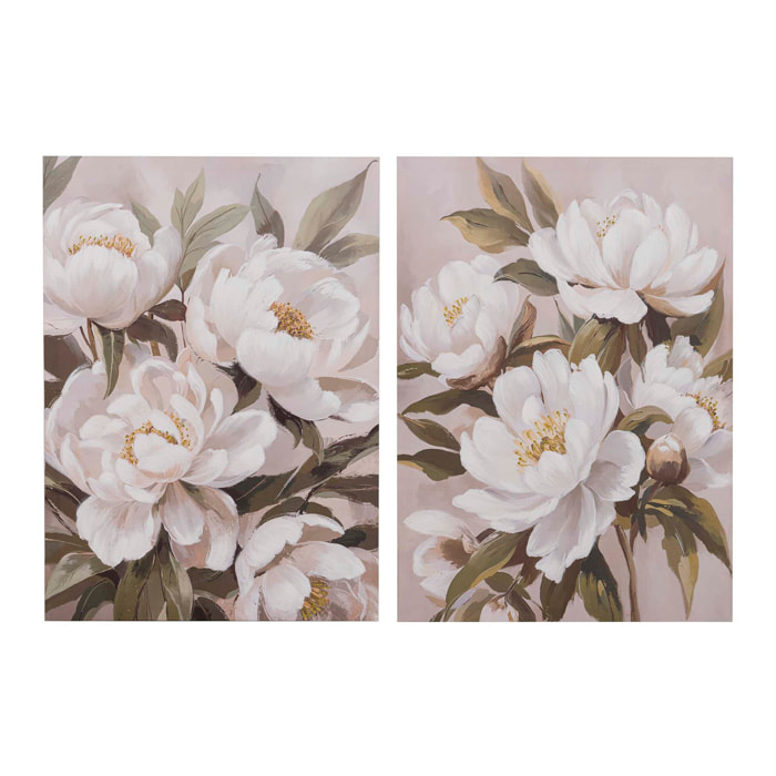 Set 2 Lienzos Flores 40% Pintado A Mano 50x3x70 Cm