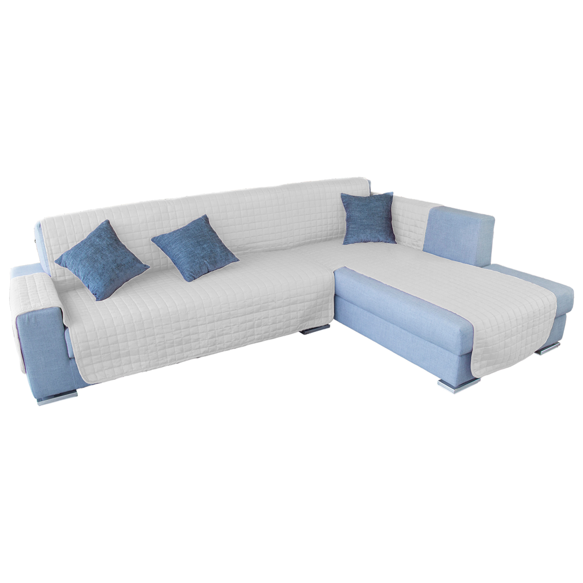 Funda de sofá chaise-longue 3 Plazas ELEGANT REVERSIBLE- ADAPTABLE A AMBOS LADOS Blanco