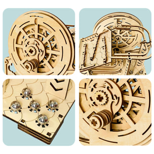 Modello in Legno 3D, con movimento meccanico design di Sfera orbitale meccanica con manovella. 98 pezzi.