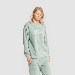 Pigiama coralina con polsino da donna hello thursday verde tiffany