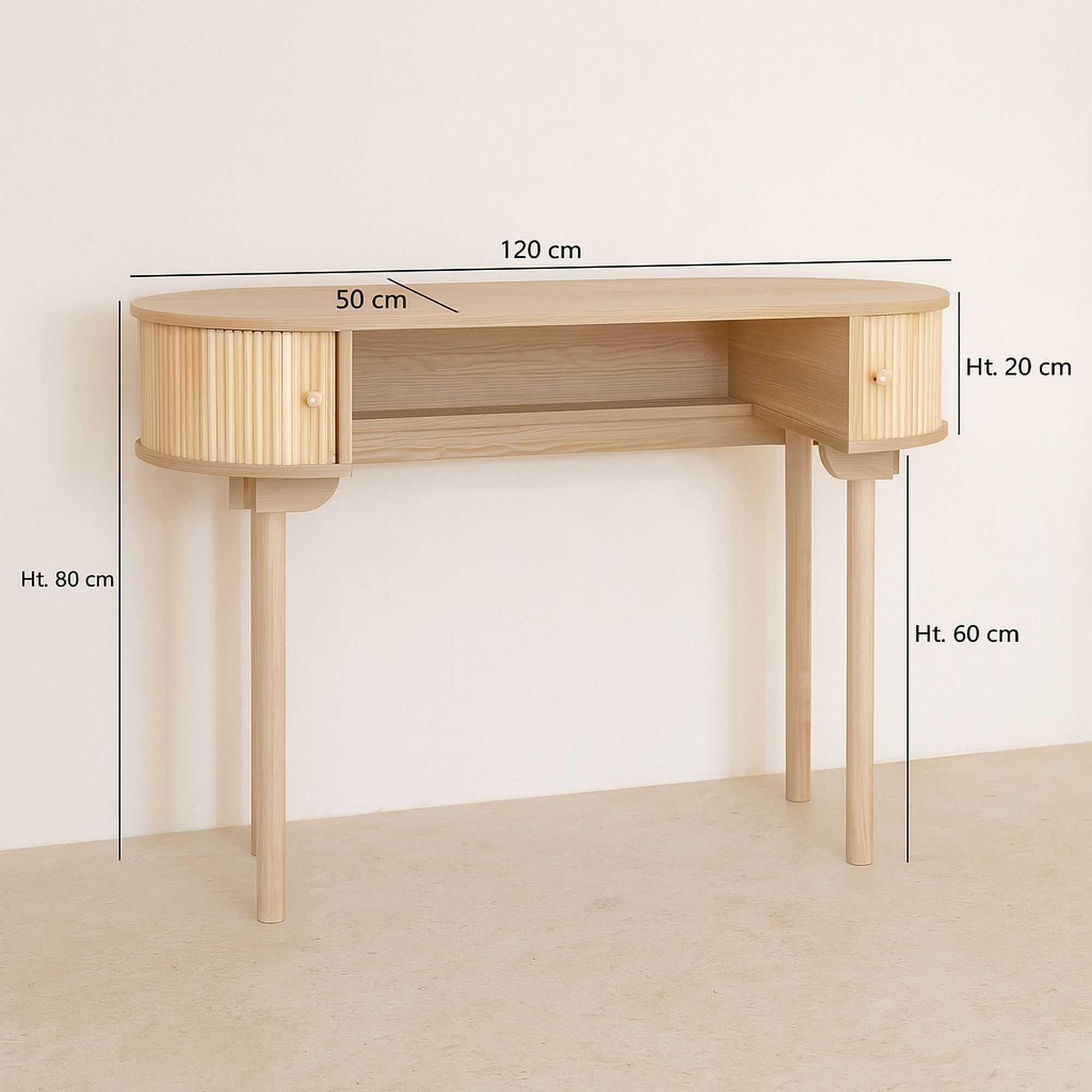 Bureau en bois clair avec portes coulissantes  HECTOR