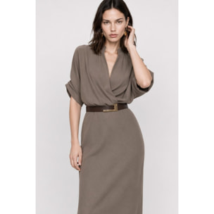 Kocca - Abito da donna a portafoglio con scollo a V e cintura Donna