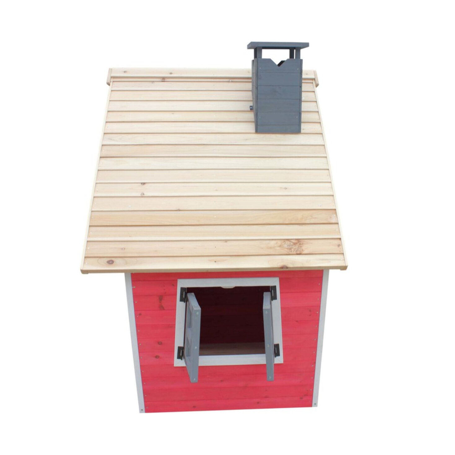 Maisonnette "Lilou" - 119.5 x 156 x 102 cm - Rouge/Gris