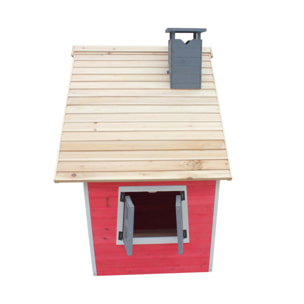 Maisonnette "Lilou" - 119.5 x 156 x 102 cm - Rouge/Gris