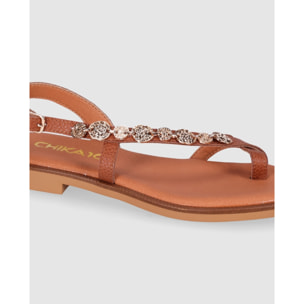Sandalias de Piel - Cuero - Tacón: 1 cm