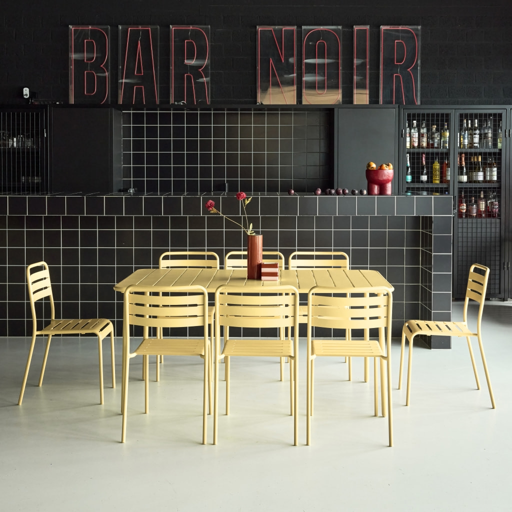 Table de jardin métal + 8 assises AMÉLIA