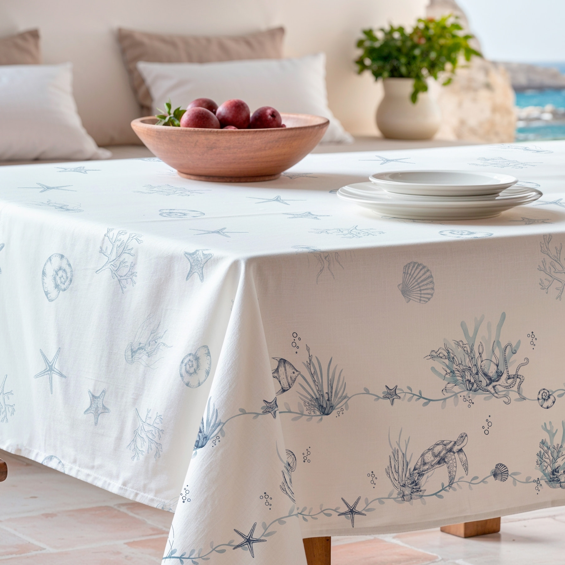 Nappe imprimée anti-tâches MACARELLA BLEU