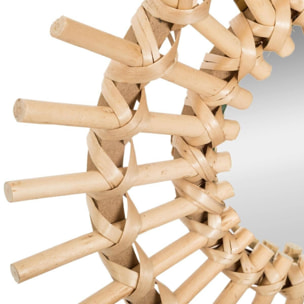 Juego de 3 espejos efecto sol en ratan D.28CM| D. 27 x D. 3 cm