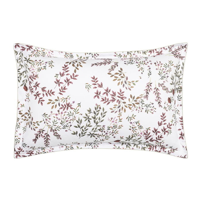 Taie d'oreiller imprimée en satin de coton bio, TOURBILLON, Rouge Cosmos