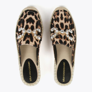 Espadrillas basse stampa animalier dettaglio strass