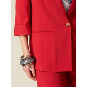 Oltre - Blazer mezcla viscosa mangas de tres cuartos - Rojo