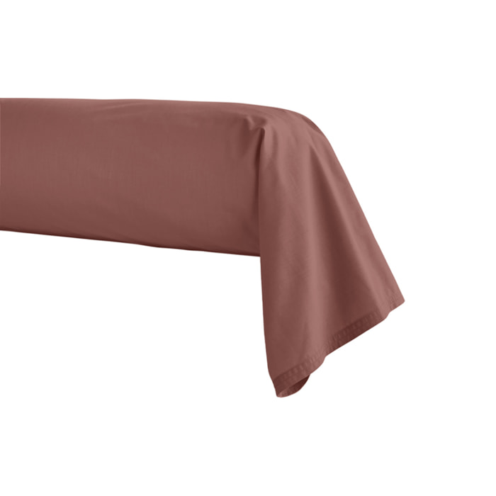 Taie de traversin unie en percale de coton, PREMIÈRE, Bois de rose
