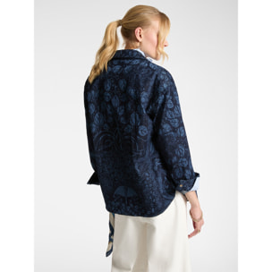 Elena Mirò - Camisa vaquera con diseño de follaje - Azul