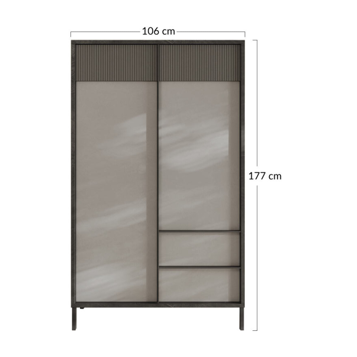 Jules - buffet haut - 2 portes et 2 étagères - 106x177 cm - Gris / Bois
