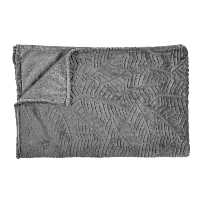 Plaid - HOME DECO FACTORY - Embossé - Flanelle - Gris
