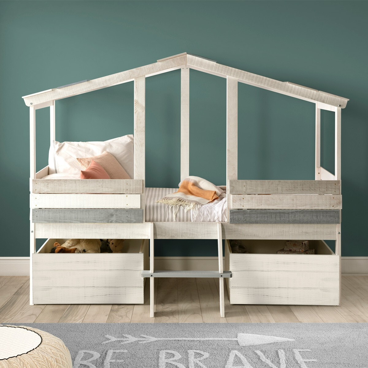 Lit cabane enfant rustique en bois  - MARTIN