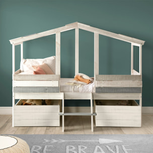 Lit cabane enfant rustique en bois  - MARTIN