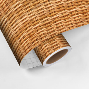 Rouleau revêtement adhésif vinyle au mètre - Sticker mural tête de lit - ROTIN MIEL