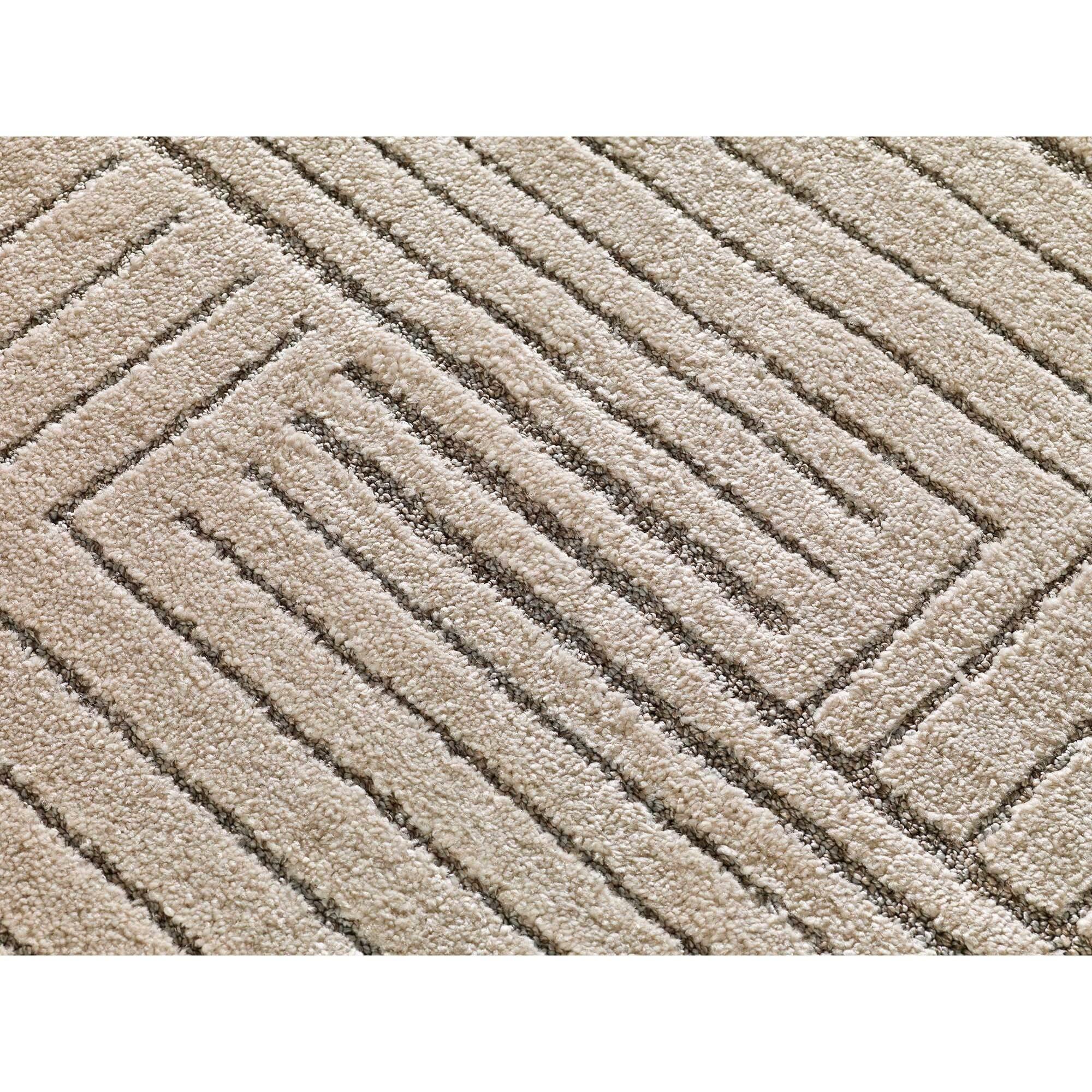 PAULA Alfombra geométrica de estilo vintage con relieve en tonos beige, varias medidas disponibles.