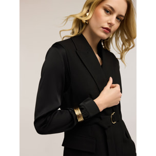 Motivi - Gilet doppiopetto con cintura - Nero