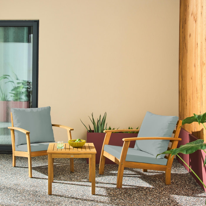 Salon de jardin bois d'acacia 2 places USHUAIA