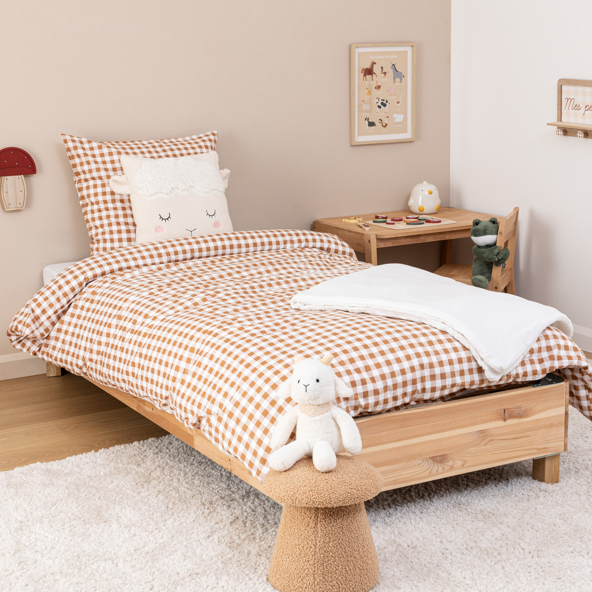 Coussin enfant mouton Lael beige 39x39cm