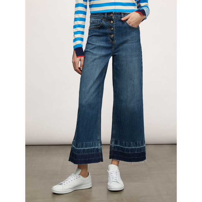 Jeans - cropped - blu denim