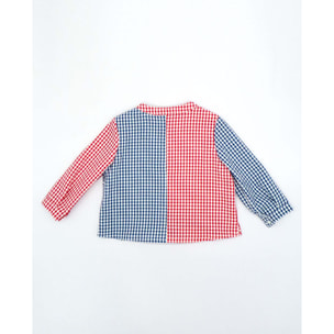 CAMISA BICOLOR CUADROS VICHY ROJO Y AZUL