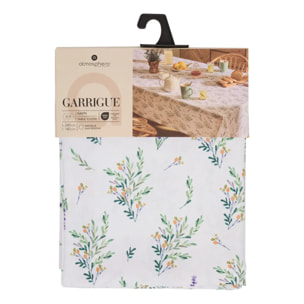 Nappe Garrigue 240x140cm blanc imprimé plantes