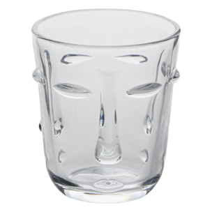Lot de 6 gobelets Visage transparent D8,5xH10cm