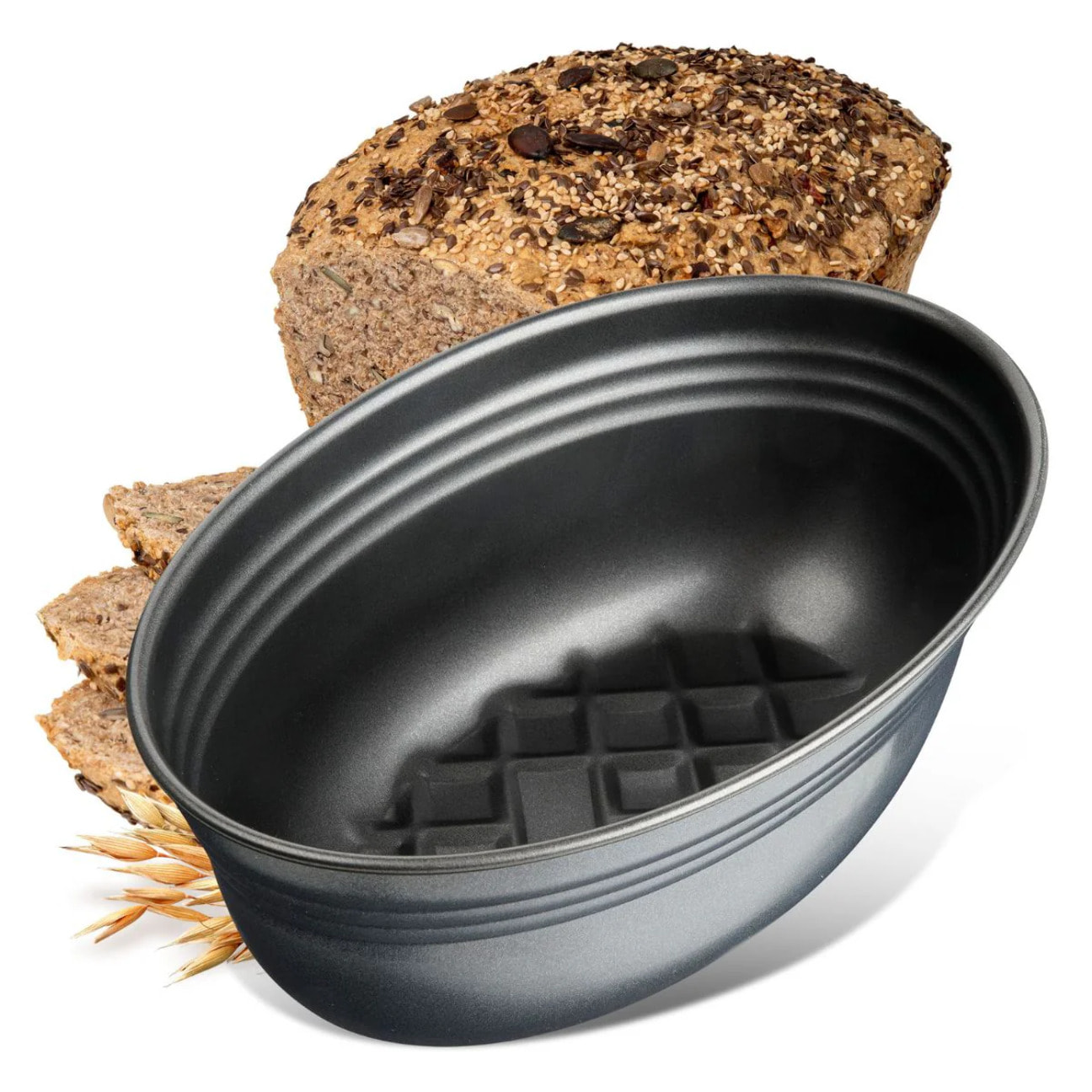 Lot avec 1 moule à pain 26 cm, 1 spatule Zenker et 2 bols à mixer en inox Fackelmann