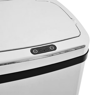 Poubelle à capteur de mouvement ouverture automatique 50L acier inox.
