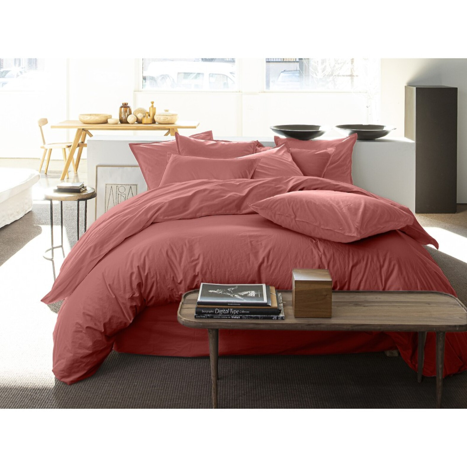 Drap housse percale de coton vieux rose